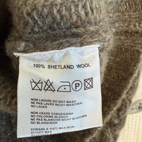Vintage Carraig Donn Sweater Women Small Brown Shetland Wool Hood Full Zip Irish - Picture 7 of 14